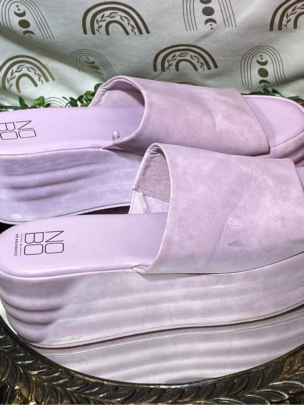 No Boundaries Lilac Platform Slide Sandals